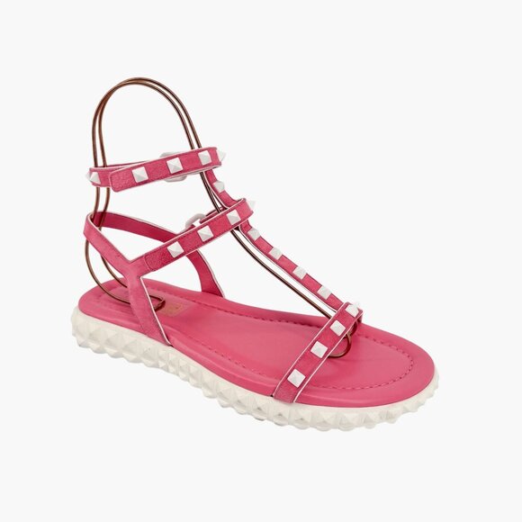 Valentino Free Rockstud Gladiator Sandals Pink Suede Size 39 US 9 Women Dad - Picture 9 of 15